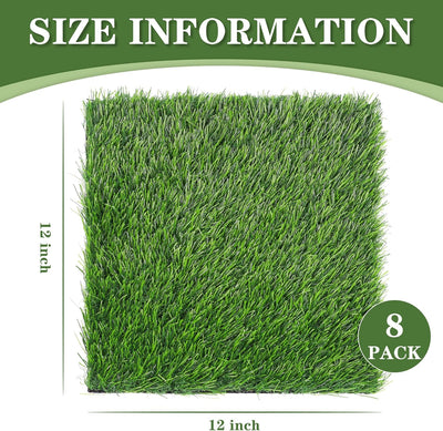 8 Pack 12'' x 12'' Fake Grass Turf Patch for Placemets Centerpieces Table Runner Chicken Nesting Pads DIY Decor