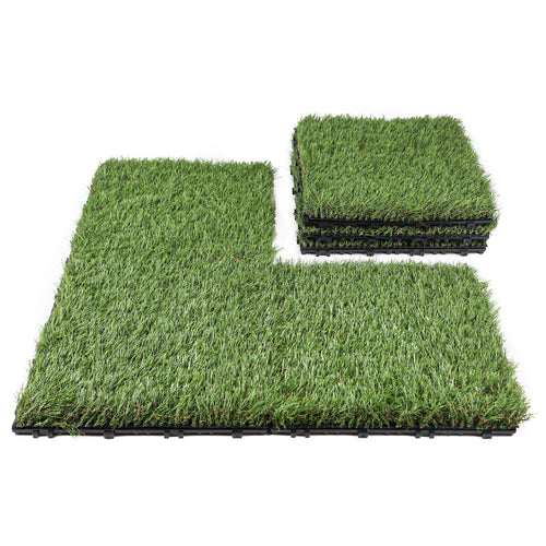 Artificial Grass Turf Tiles with Interlocking System Fake Grass Carpet,  1x1 FT 6 Pack