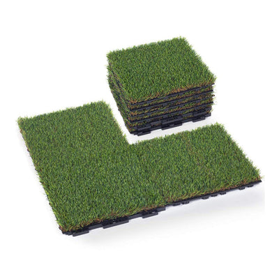 Artificial Grass Upgrade Interlocking Grass Tiles-1'X1' Synthetic Square Grass  Opened Like New