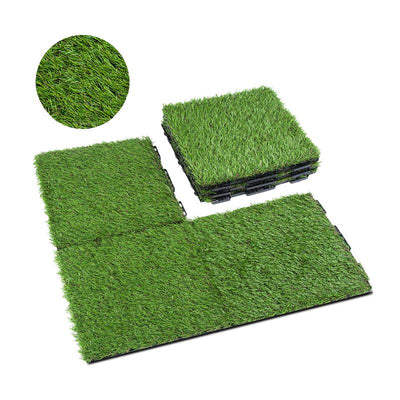 6 Pack 1'X1' Artificial Grass Upgrade Interlocking Grass Tiles- Synthetic Square Grass For Dogs