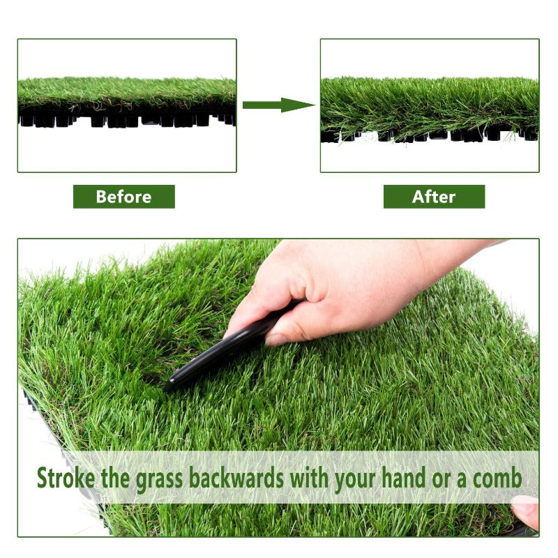 Artificial Grass Upgrade Interlocking Grass Tiles-1'X1' Synthetic Square Grass  Opened Like New