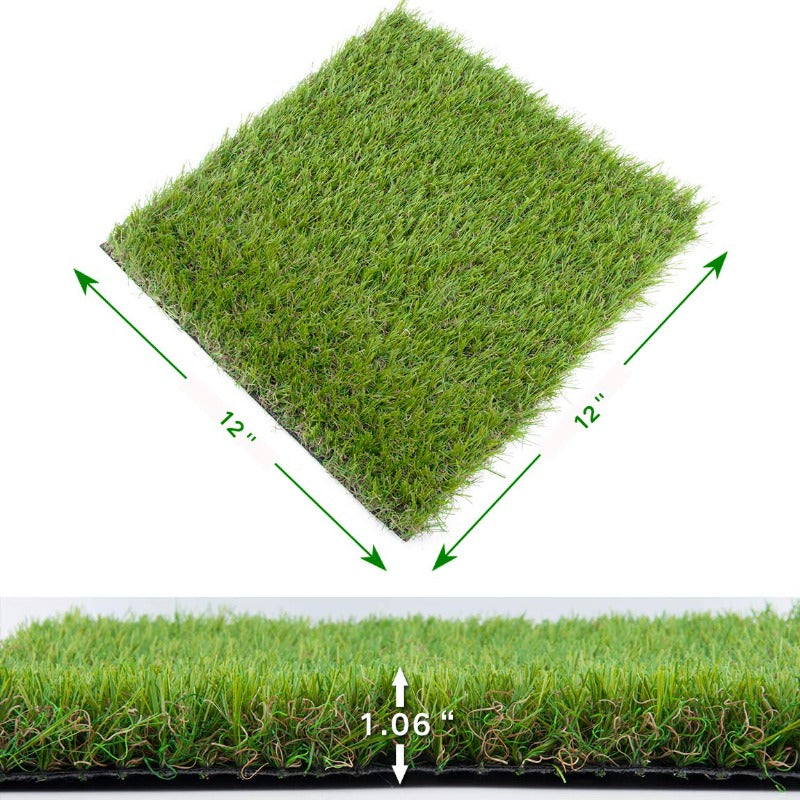 Artificial Grass Turf Tiles, 4 Pcs 12''x12'' Synthetic Grass Mats
